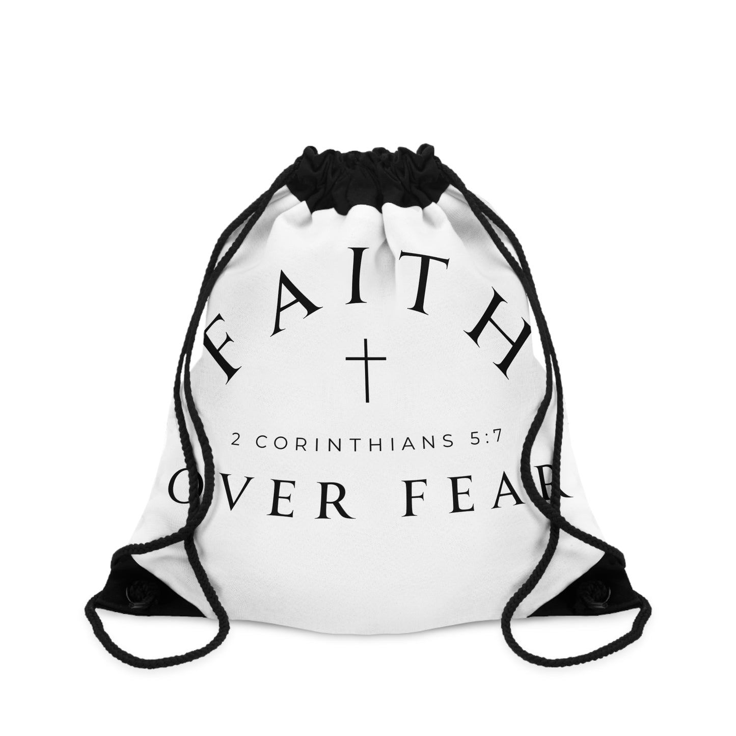 Faith Over Fear Drawstring Bag