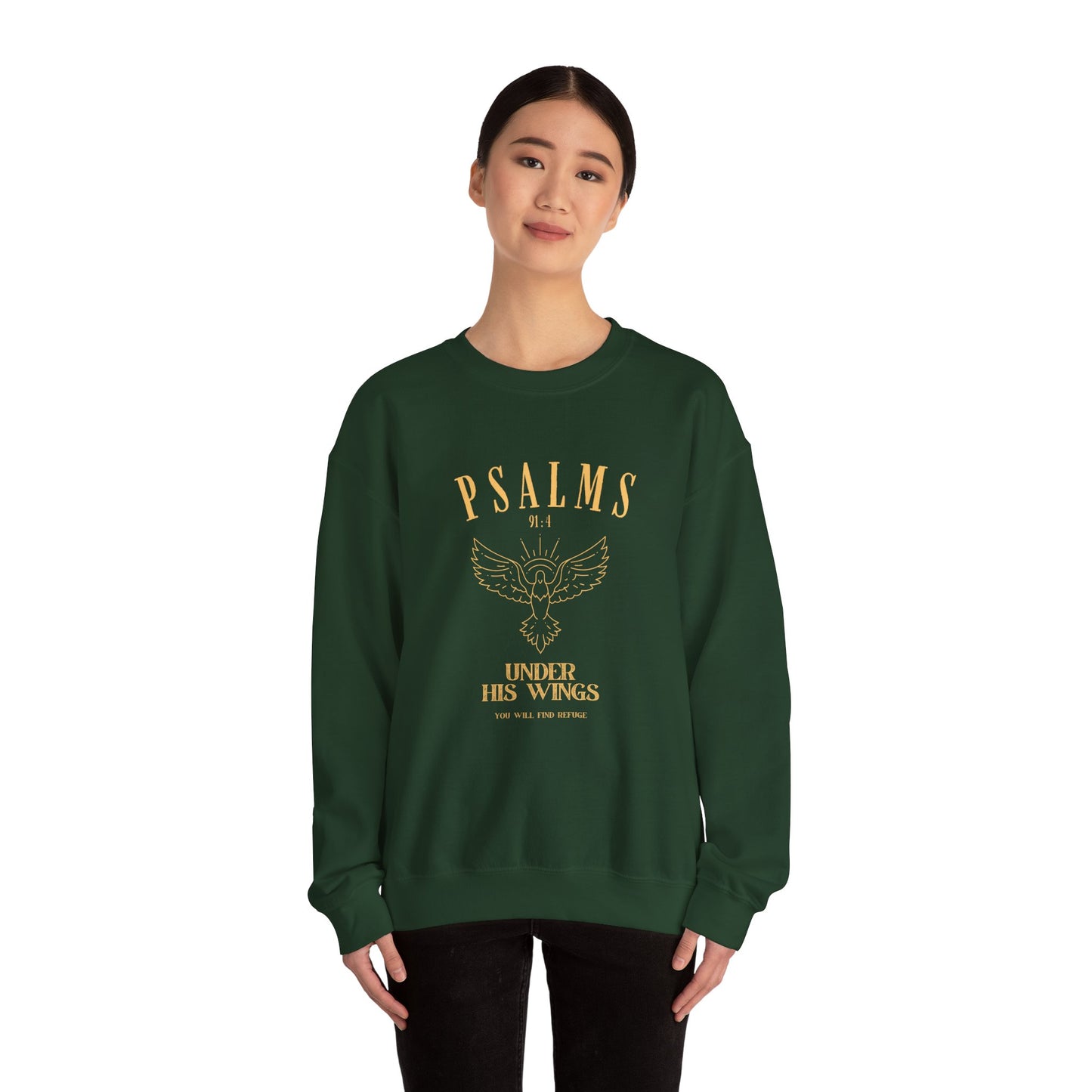 Psalms 91:4 Unisex Heavy Blend™ Crewneck Sweatshirt