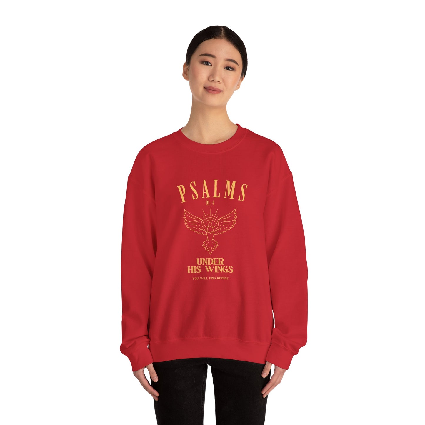 Psalms 91:4 Unisex Heavy Blend™ Crewneck Sweatshirt